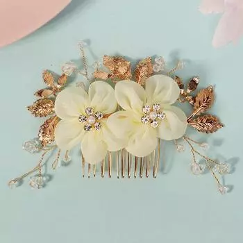 Bridal jewelry, beautiful hairdo, handmade comb, wedding prom party headdress, fabric flower crystal hair comb