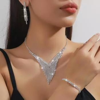 Bridal Jewelry Set Wedding Necklace Earrings Jewelry Banquet Dress Accessories Ladies Wedding Set Wholesale