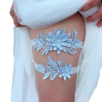 Bridal Lace Leg Ring Ring 2 Pieces Wedding Garter Navy White Embroidery Floral Fashion Sexy Bridal Thigh Ring Garter Belt 2023 One Size