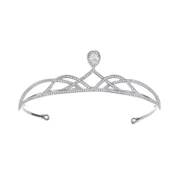 Свадебная простая корона из сплава с бриллиантами и белым цирконием Женская свадебная роскошная корона из циркония