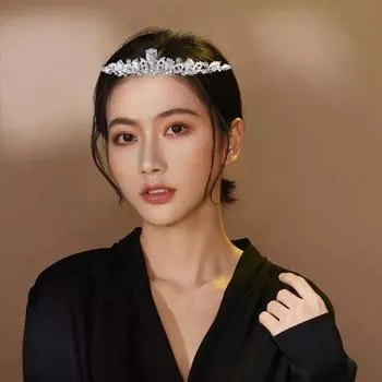 Bridal Zircon Alloy Headband Jewelry Electroplated Thick Silver Hairband Crown Versatile Headband Hair Accessories