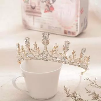 Невеста корейская свадебная корона королевы сверкающие стразы элегантный изысканный полный бриллиантовый венец свадебный головной убор