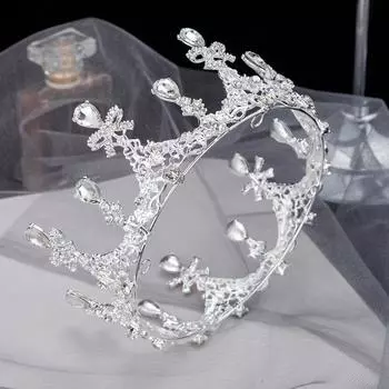 Круглый коронный головной убор невесты, атмосферная богиня, фото для взрослых, корона на день рождения, свадебное платье, аксессуары для волос