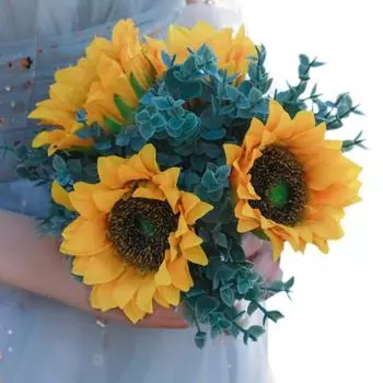 Bridesmaid Flower Bouquet Sunflower Cascading Bridal Bouquet Bride Bouquets for Wedding Sunflower Cascading Bouquets Floral Centerpieces Wildflowers жёлтый