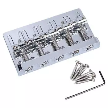 Бридж для электробаса 5-струнный басовый бридж с седлами Утолщенный хвостовик Замена бриджа с винтами серебряный