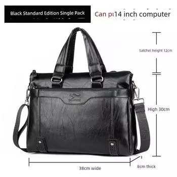 Briefcase Large Capacity Leather Handbag for Men Bag Business Cowhide Men s Bag Crossbody Bag Leather Bag Travel Backpack Small size Black