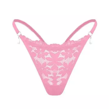 Briefs Lace Flower Panties Low Waist Mesh Pearl Thong Fashion Ladies L