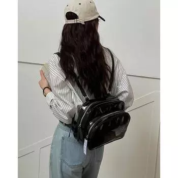 Яркий рюкзак для лица Женский Летний Новый Черный ПУ Модный Маленький Рюкзак Повседневный Универсальный Квадратный Рюкзак 28X17X11