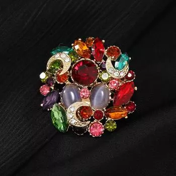 Bright Galaxy Crystal Colored Diamond Brooch High-end Light Luxury Temperament Suit Pin Exquisite Brooch Accessories Women
