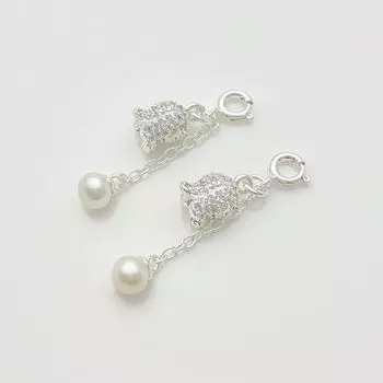 Bright Silver Color-Preserving Inlaid Zircon Pearl Linglan Pendant Handmade DIY Bracelet Necklace Decorations Material Accessories