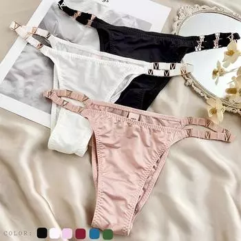 Bright Thong Female Elastic T-back Slip Ice Silk Women Thongs Underpants G-String Sexy Panties M зелёный