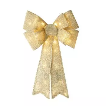 Brightly Lit Christmas Bow Decorative Wall Display Led Accents For Elegant Decor Holiday Glowing Gold Bow