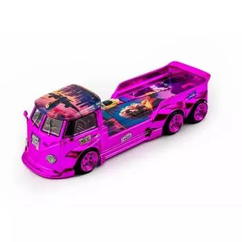 Брикхаус Либерти 1:64 Розовый VW T1 6x6 Flatbed Эвакуатор Спортивная модель литой металлической машины