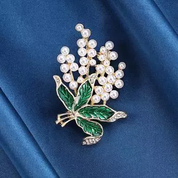 Бриллиантовая эмаль глазурь жемчуг зеленый лист брошь брошь жемчужная булавка жакет аксессуары