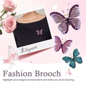 Бриллиантовая бабочка брошь шарф свитер аксессуары One Size зелёный