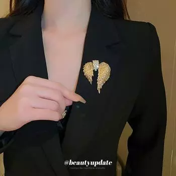 Бриллиантовая брошь «Крылья ангела», модная легкая роскошная булавка, индивидуальное креативное украшение для пальто