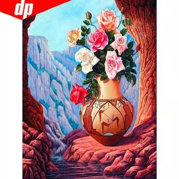 Алмазная мозаика Дисплей Цветок Домашнее украшение Алмазная вышивка Для Детей Картина 20X30