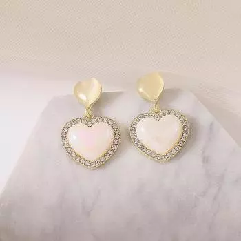 Бриллиантовая оправа жемчуг любовь французский свет роскошь высокого класса темперамент элегантные серьги-гвоздики женские