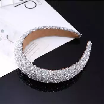 Бриллиантовая повязка на голову Блестящая Искрящаяся Ювелирная Женская Повязка на голову Резинка для волос Широкий Модный Обруч для волос Аксессуары для волос для девочек