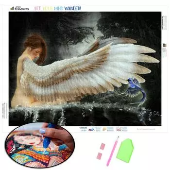 Алмазная вышивка Лебедь женщина полный квадрат новое поступление 3D DIY алмазная живопись пейзаж вышивка крестом картина из страз настенное искусство Full Round (20X30CM)
