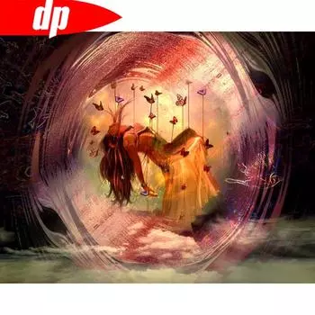 Бриллиантовая живопись Круглый приезд Бабочка Бриллиантовая вышивка Полный набор Персонаж Домашнее украшение 20X30CM