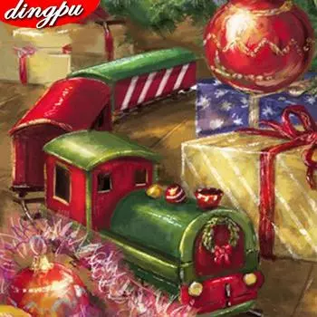 Алмазная картина Рождественская машина Зимнее украшение для дома Полная квадратная вышивка крестом 30x30CM