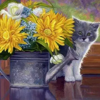 Алмазная картина Милая кошечка Домашняя ручная работа DIY Алмазная картина Вышивка крестом Украшение для дома 30x30CM