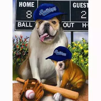 Алмазная картина, вышивка крестом, полная дрель, круглая алмазная вышивка, бейсбольные мячи, собаки, украшение 20X30CM