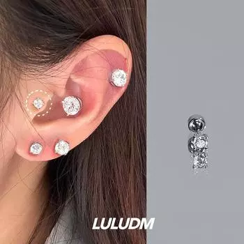 Бриллиантовая Звезда Река Лулудм Медицинская Титановая Сталь Кохлеарный Пирсинг Ушной Кости Пусеты Флэш Плоские Уход за Проколотыми Ушами Пусеты Хуази Циркон White drill 3mm1 only