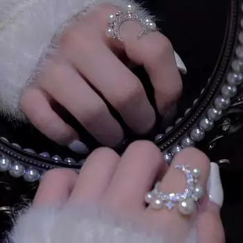 Бриллиантовое кольцо с цирконием, жемчугом, звездой и Луной, модное легкое роскошное кольцо на указательный палец Advanced Sense, индивидуальное, универсальное, темпераментное, ремесленное