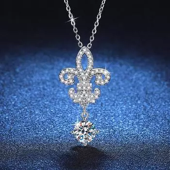 Бриллиантовое колье с покрытием из белого золота 18 карат, стерлинговое серебро S925, 1 карат, муассанитовая корона, кулон, ожерелье, роскошный подарок для женщин, ювелирные изделия Zircon