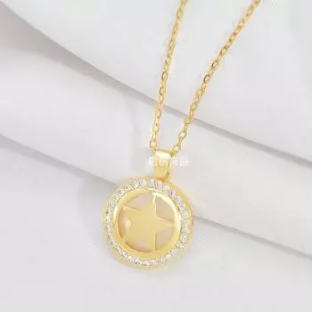 Бриллиантовое круглое брендовое ожерелье женское высококлассное простое трендовое темпераментное кулон в виде пятиконечной звезды