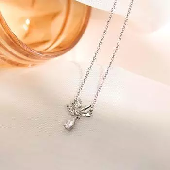 Бриллиантовое ожерелье Butterfly Water Drop, легкая роскошь, высокое качество, изысканный, универсальный и уникальный дизайн, цепочка на шею