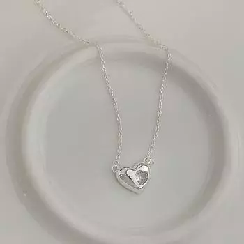 Бриллиантовое ожерелье Sweet Love с гладкой цепочкой в форме сердца, маленькое и тонкое на ощупь, универсальная цепочка на шею