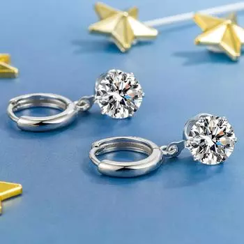 Бриллиантовые серьги, шестилапчатые легкие роскошные модные темпераментные украшения для ушей для женщин простой дизайн