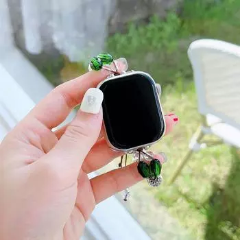 Бриллиантовый ремешок для Apple Watch, жемчужный браслет-цепочка для iwatch987654321SE Ultra40 41, 42, 44, 45, 49 мм, женское запястье с сладким жемчугом 38/40/41mm