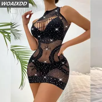 Бриллианты Новое нижнее белье в сеточку Эластичный нейлон сексуальное женское белье платье женские сексуальные костюмы экзотическая супер эластичная одежда для взрослых XXS