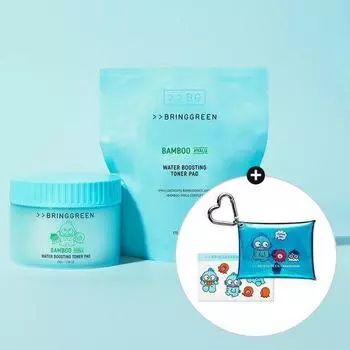 Bring Green Bamboo Hyalu Moisture Boosting Toner Pads 80-листовый план пополнения (+80 листов + бумажник для карт Hangyo-dong и наклейка)