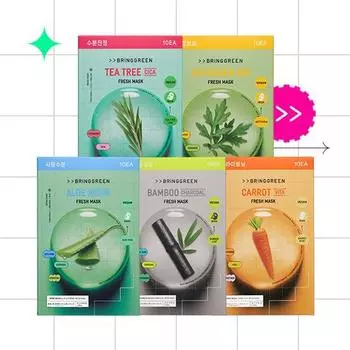 Bring Green Fresh Mask 1 sheet, 5 types,Korean mask pack tea tree cica