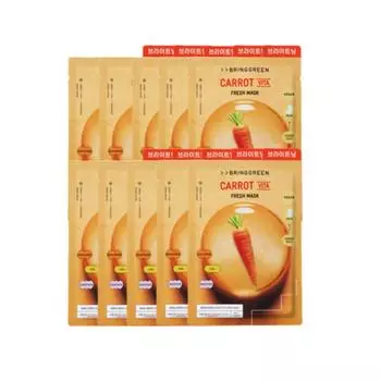 Bring Green Fresh Mask Pack Carrot Vita 10 sheets, 10 pieces, 1 piece