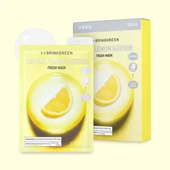 BRING GREEN Супер лимонная глутатионовая освежающая маска 20 г*10 шт.