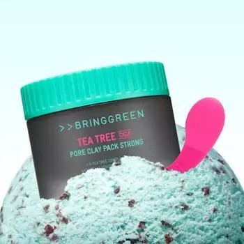 Bring Green Tea Tree Cica Pore Clay Pack Strong 100г (сотрудничество Баскина), Корейская популярная взрывная косметика NO spatula