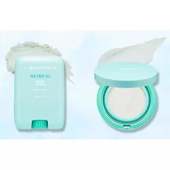 Bring Green Tea Tree Cica Tone Up Sun Cushion 15g + Tea Tree Cica Cooling Sun Stick 20g, 2 pieces