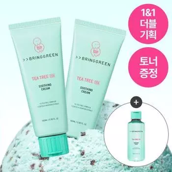Bring Green Tea Tree Cica Успокаивающий крем плюс двойной ограниченный выпуск (+ Тонер 250) (Баскин Коллаборация), Корейская косметика