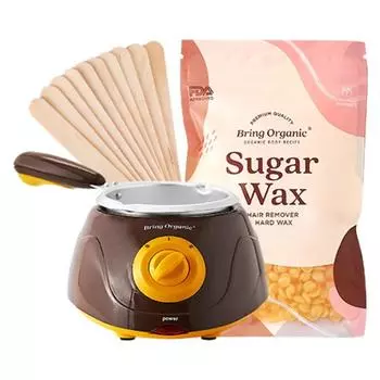 Bring Organic Sugar Waxing Self Waxing Материал для самостоятельной депиляции Набор для подогрева воска Гипоаллергенный малоболезненный сахарный ободок для удаления волос, 1 шт., 100 г