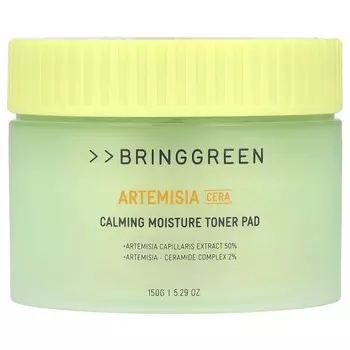 Bringgreen, Artemisia Cera, успокаивающие увлажняющие тонизирующие подушечки, 150 г (5,29 унций)