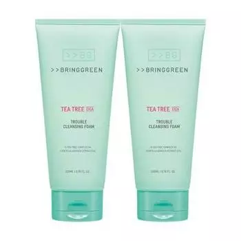 BRINGGREEN Tea Tree Cica Очищающая пенка для проблем, 200 мл, двойная упаковка