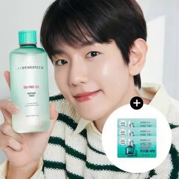 BRINGGREEN Успокаивающий тоник Tea Tree Cica 500 мл Специальный набор (+Сыворотка от проблем 3мл)