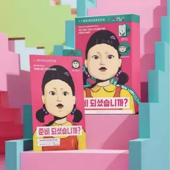 [BRINGGREENxSquid game] Маска Fresh 10 шт. (Чайное дерево Cica 5 шт. + Young Hee 5 шт.)