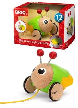 BRIO 30255 Игрушка-каталка Светлячок, возраст 1+ (Тянущий автомобиль, игрушка-тягач, деревянная развивающая игрушка)